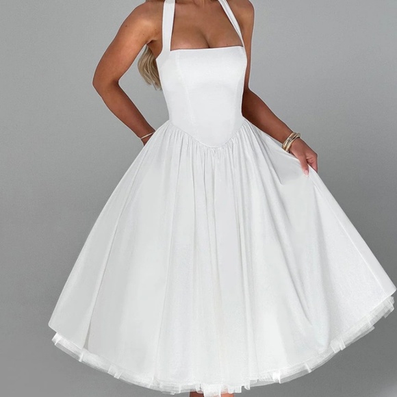 BABYBOO: CRESSIDA MIDI DRESS - IVORY - Picture 1 of 3